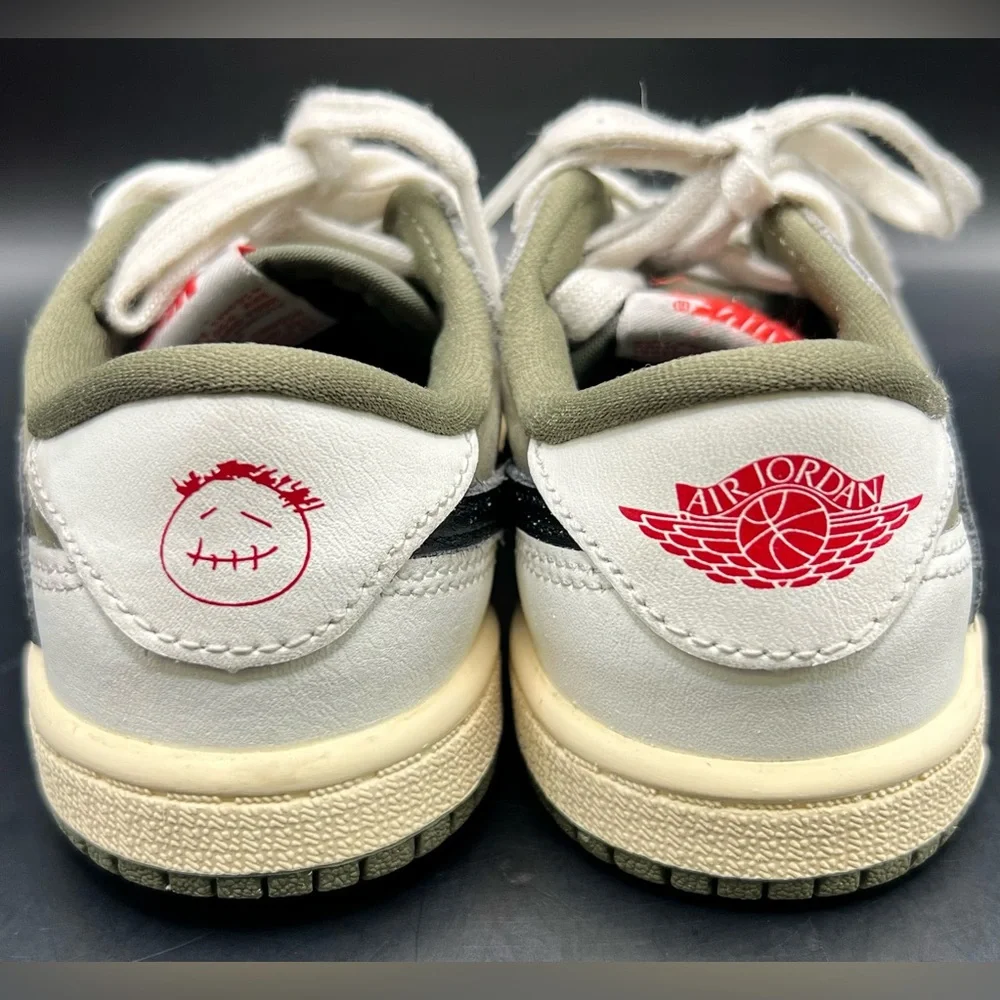 Air Jordan x Travis Scott,‎ Cactus Jack - Olive and Cream Youth Sneakers-8C